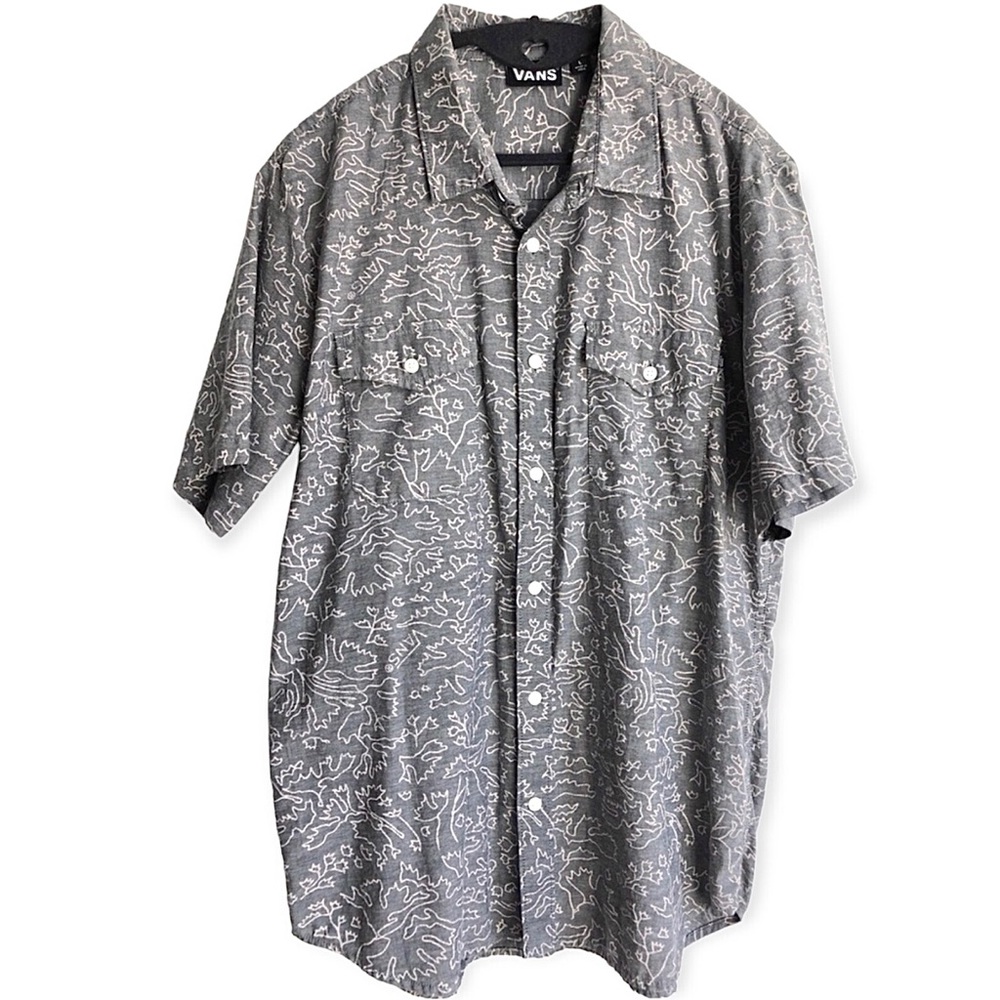 Men’s Vans Short Sleeve Grey Button Down Shirt - Size Large - EUC / Like New